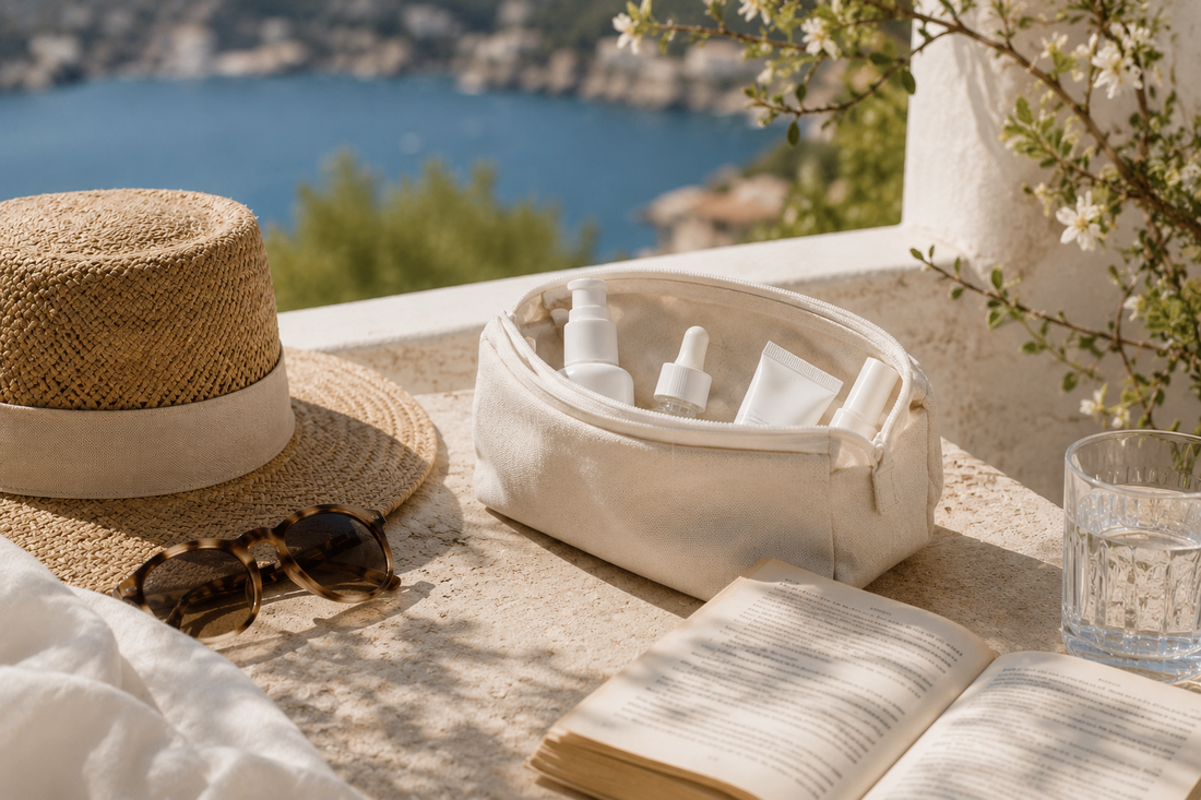 skincare vacance sur terrasse en méditerranée