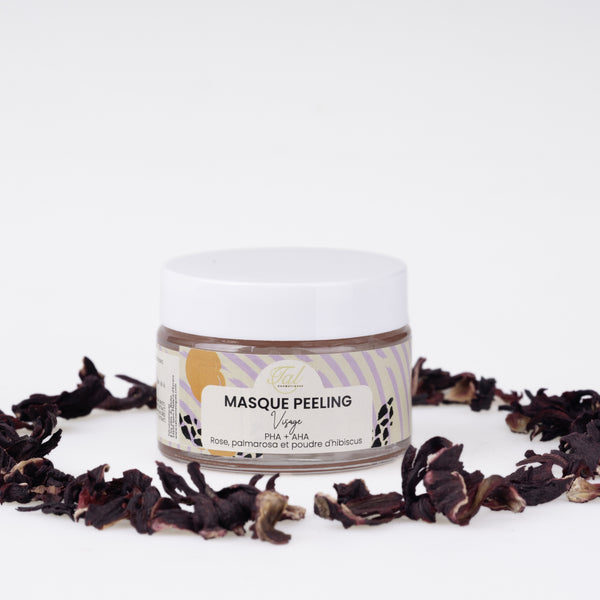 Masque peeling visage Talcosmetiques aux AHA et PHA, à la rose et à l'hibiscus