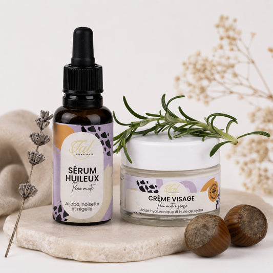 DUO Sérum huileux & Crème visage peaux mixtes à grasses